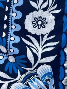 Travachic Bohemian Stil lässige Urlaubsstrand Shorts mit Bindebund und Rüschenkante für Frauen, Herbstmode, Herbstkleidung - Blau - Übersicht 3