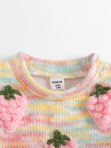SHEIN Bộ 2 áo thun lông giả họa tiết dâu tây màu hồng dễ thương cho bé gái, áo sơ mi dài tay và quần dài thời trang thoải mái, bộ đồ màu cầu vồng cổ điển giản dị cho các buổi đi chơi hoặc du lịch mùa xuân/thu - màu đen - Xem 6
