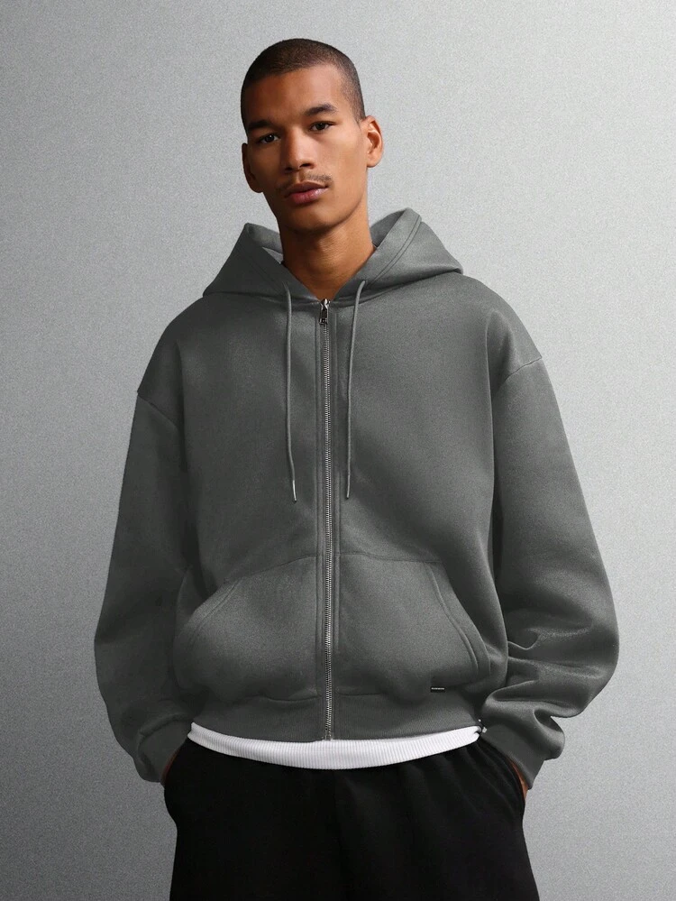 Classic Full Zip Hoodie With Drawstring And Centre Pockets