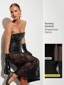 Nuvra Đầm ôm body dài không tay, cổ thấp, hai lớp, định hình bụng, có lớp lót, thắt eo và nâng mông dành cho nữ - màu đen - Xem 1