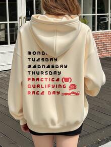 Racing Enthusiasts Practice Hoodie, Casual Long Sleeve Hooded Women Sports Sweatshirt, Racing Enthusiasts Gift, Suitable For Spring And Autumn,Graduation,Teacher,Back To School Pullover Fall - Apricot - View 1