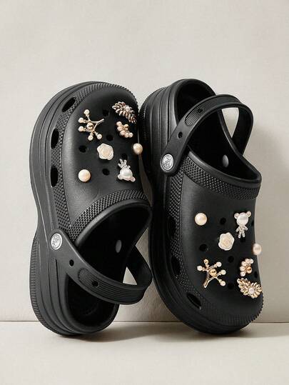 Cuccoo Women's Cute Metal Decor Hollow Out Sandals, Beach Wear, Versatile, Sweet, Comfortable Platform