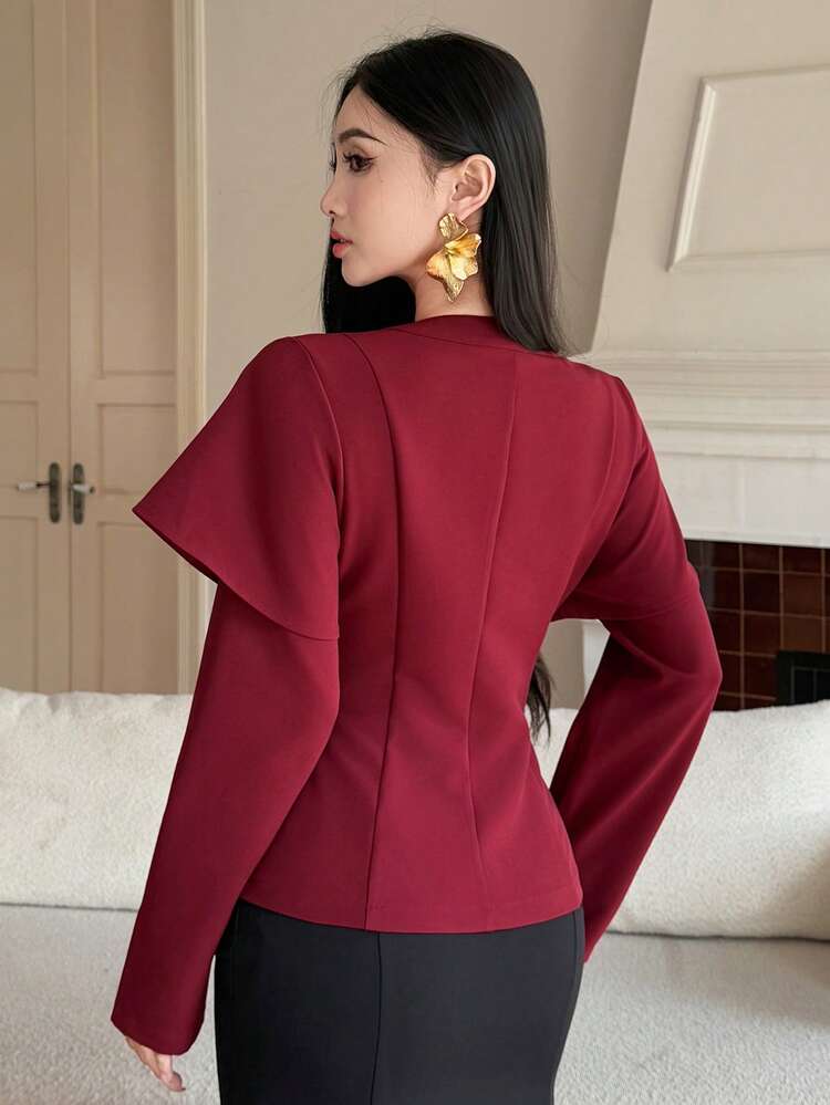 Women's Elegant Solid Color 2 In 1 Shirt, Autumn