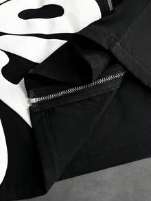 Manfinity EMRG Áo sơ mi dài tay in chữ có khóa kéo tiện dụng cho nam - màu đen - Xem 5