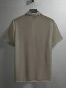 Manfinity Homme Men's Summer Solid Color Short Sleeve Casual Business Polo Shirt, For Golf - Khaki - View 2