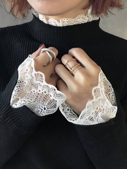 FRIFUL Women's Colorblock Turtleneck Long Sleeve Lace Trim Cuffs & Hem Loose Casual Pullover Sweater, Autumn/Winter