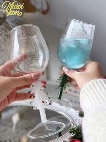 1个圣诞树造型高脚杯，红酒杯，葡萄酒杯，玻璃器皿，适用于家庭、餐厅、家居装饰、餐具、圣诞礼物