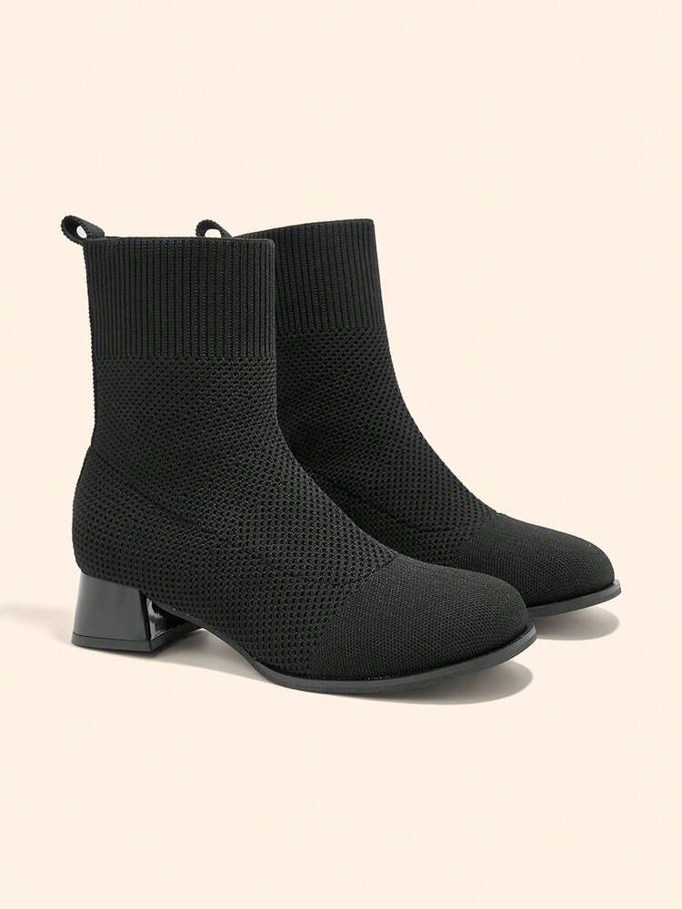 CUCCOO BASICS Women's Black Casual Versatile Chunky Heel Ankle Boots For Christmas