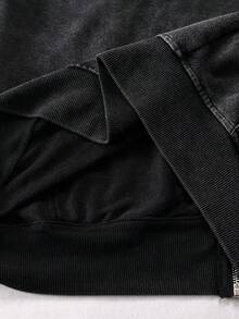 PAVTROS 男士复古时尚长袖连帽拉链卫衣 - 黑色 - 查看 8