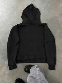 Glimmora Men's Long Sleeve Creative Pattern Casual Versatile Hoodie Sweatshirt - Black - View 3