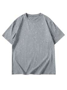Claim Dot 男士银箔印花圆领短袖T恤 - 灰色 - 查看 2