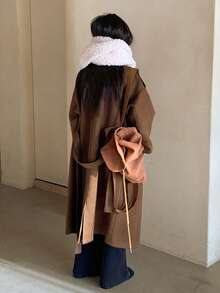 DAZY Tween Girls Faux Suede Lapel Long Pants Windbreaker Jacket, Fall Leather Jacket