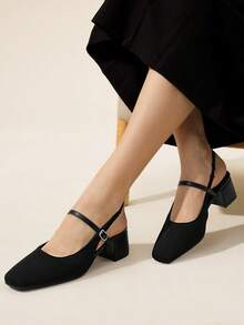 CUCCOO BASICS Women's Fashionable Versatile Minimalist Backless Pumps - Black - View 2