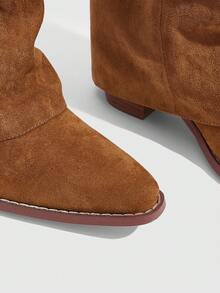 CUCCOO SZL 女士尖头西式时尚高跟及膝靴，适合日常穿着 - 棕色 - 查看 8