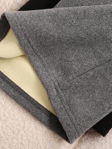 SHEIN 2pcs Tween Girls Thermal Lined California Graphic Embroidered Flare Pants Set, Casual Everyday Wear, Black & Grey, Autumn/Winter Girls Flared Pants Girls Bell Bottom Pants Flared Pants For Teens Flare Sweat Pants - Grey - View 3