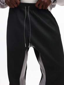 SUMWON Flare Fit Sweatpants With Color Block Side Panels Casual Lounge Pants For Men Plain - Black - View 5