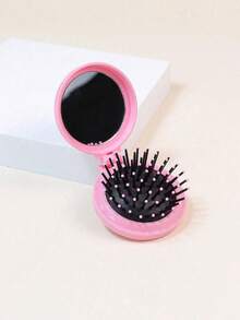 Round Mini Air Cushion Comb, Mini Portable Hairdressing Comb, Foldable Hair Comb With Makeup Mirror, Suitable For Travel Home Outgoing Use - Multicolor - View 5