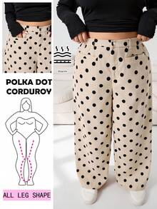 Solflare 2025秋冬季百搭灯芯绒波点印花休闲裤，适合外出、约会、日常休闲、通勤、聚会、居家等场合，时尚都市风，大码尺码可选 - 彩色 - 查看 8