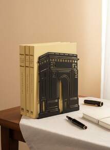 Creative Metal Bookend - Iron Art Hollow-Out Design Book Organizer, Unique Bookshelf Stopper - Black - View 8