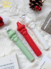 3pcs Of 1 Set Gift Box Set: Santa Claus Pillar Scented Candles, Festive Atmosphere Decorative Ornaments, Holiday Gifts - Santa Claus Candles - Multicolor - View 5