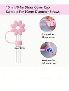 3 件适用于 30-40 盎司杯子的配件、1 个可重复使用的 10 毫米硅胶花吸管盖、1 个硅胶吸管盖（与 杯防溢漏塞防溅防尘吸管盖兼容）、1 个杯子硅胶保护套保护底套、杯子配件、节日派对礼物 - 彩色 - 查看 10