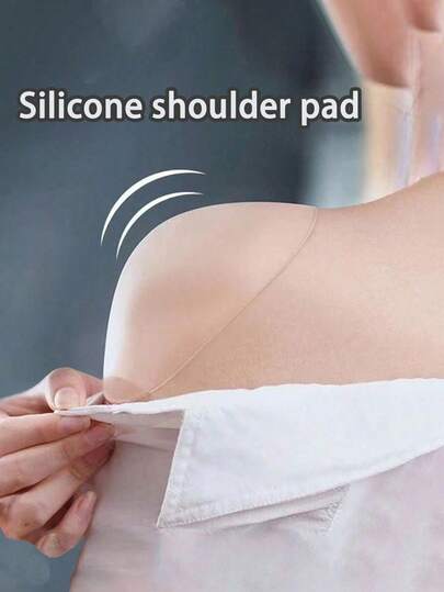 1ペア 自己接着性シリコーンショルダーパッド、目立たない滑り止め直角パッド 細い肩に、男女兼用スーツジャケット Tシャツ用、透明なフェイクショルダーエンハンサー、ハイロー斜めショルダー
