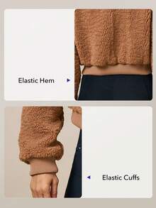 OutZeal AeroHeat-Fleece 短款拉链长袖外套，带侧袋，女士冬季外套 - 駝色 - 查看 7
