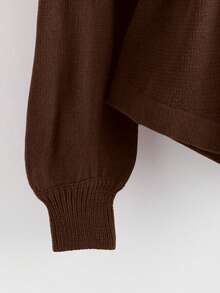GlowEve New Elegant Button Decor Pullover Sweater, Minimalist European & American Style Fashion Knit Top - Coffee Brown - View 4