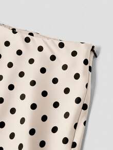 Firerie 女士复古优雅波点印花度假风半身裙 - 杏色 - 查看 3