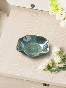 1 khay đựng đồ trang sức lá sen bằng gốm sứ màu xanh ngọc bích thanh lịch đựng hoa tai, nhẫn, chìa khóa và phụ kiện nhỏ, quà tặng sinh nhật hoặc năm mới hoàn hảo, lưu trữ trên bàn làm việc ngày lễ tình nhân - màu xanh lá - Xem 4