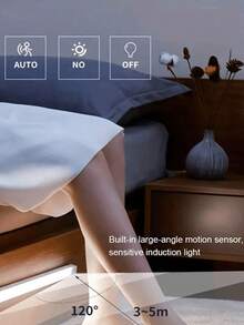 1个橱柜下照明灯，现代磁吸式USB LED壁灯，适用于衣柜，LED智能感应夜灯，可用于橱柜、台面、衣柜照明，可充电电池供电，适用于橱柜、衣柜、楼梯、走廊、搁板 - 多色光 - 查看 4