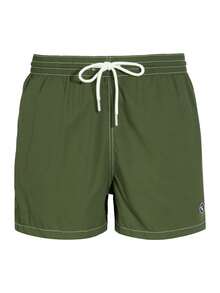 Manfinity Swimmode Quần short đi biển màu trơn thường ngày dành cho nam - xanh quân đội - Xem 4