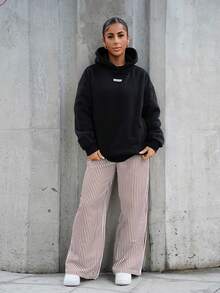 SAYEHFBABY بنطلون نسائي فضفاض واسع الساق بطبعات خطوط وحروف