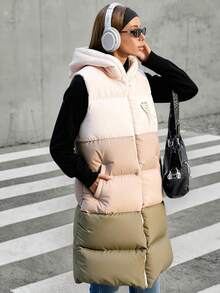 EURMUSE Women's Multicolor Hooded Oversize Midi Casual Vest Wintercoat - Multicolor - View 3