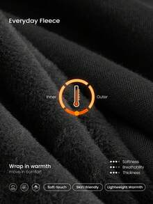 GLOWMODE 抓绒舒适柔软罗纹袖口下摆带拇指孔可拆卸帽子短款拉链卫衣，适合日常休闲穿着，秋冬季 - 黑色 - 查看 6