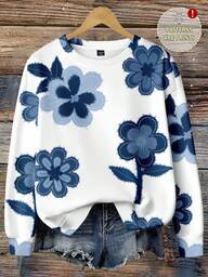 EMERY ROSE Moletom feminino plus size casual com estampa floral, outono