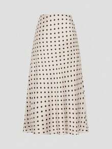 Firerie 女士复古优雅波点印花度假风半身裙 - 杏色 - 查看 2