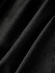 SHEIN MOD 女士休闲纯色V领长袖T恤，秋冬款，休闲女装，棕黑色上衣，复古风，70年代风格，派对上衣，复古裹身款，优雅上衣 - 彩色 - 查看 9