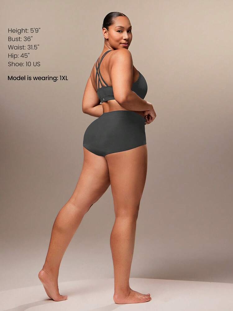 Paquete de 2 bragas ultraligeras, suaves, elásticas y transpirables de cintura alta para uso diario y casual en tallas grandes