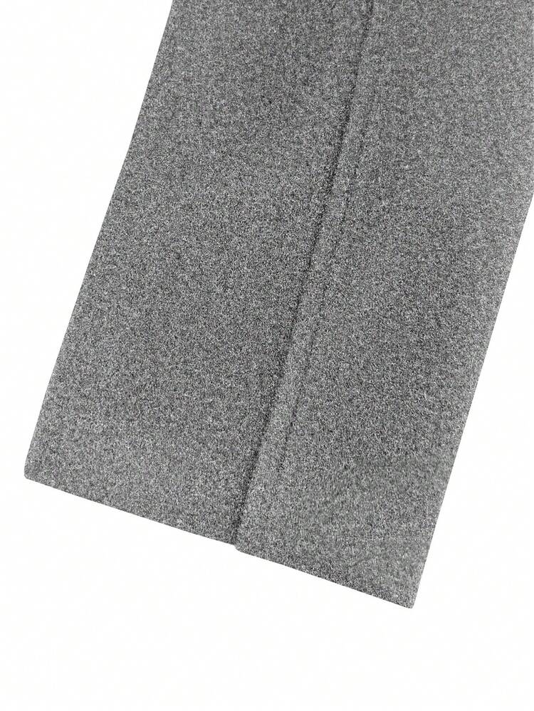 Manfinity Mode Áo khoác len pha trộn dài tay màu trơn thường ngày dành cho nam, cài hai hàng khuy, Thu/Đông - Màu Xám nhạt - Xem 7