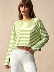 VARSIVA 条纹露背短款长袖运动T恤 - 彩色 - 查看 6