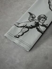 PAVTROS 男士极简印花拼接圆领长袖T恤 男士图案衬衫 图案长袖上衣 男士图案短款上衣 男士图案短款衬衫 男士图案短款街头连帽衫 - 彩色 - 查看 5