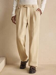 AKNOTIC AKNOTIC Men's Herringbone Print Fold Pleated Pocket Casual Pants, Christmas Party Banquet Business Casual Trousers, Boyfriend Gift Holiday