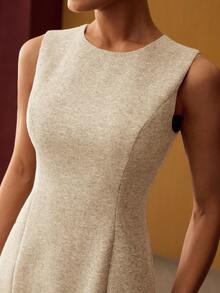 MOTF PREMIUM WOMEN'S WOOL TWEED FITTED MINI DRESS - Apricot - View 2