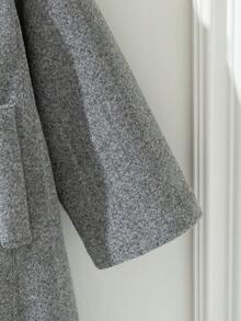 Souflis Souflis 法式复古灰色长袖翻领羊毛混纺外套，适合派对、郊游、上学及各种场合，男童款