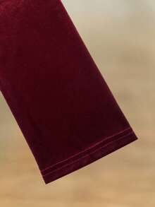 Franclia Váy nữ cổ chữ V nhún eo, váy xẻ tà thêu đá, váy ôm trang trọng cổ điển - Màu Đỏ Sâu - Xem 4