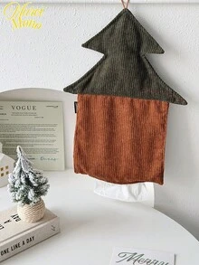 1 Piece Christmas Tree-Shaped Fabric Decorative Tissue Case - Novel Design With Hook For Hanging - Stylish & Cute - Suitable For Christmas - Hung In The Car, Bedroom, Kitchen - Multicolor - View 4
