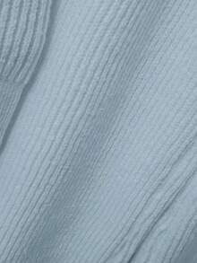 Franclia 2 件套女士休闲纯色针织毛衣套装，有领纽扣开衫和前蝴蝶结口袋针织裤 - 藍色 - 查看 6