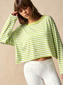 VARSIVA 条纹露背短款长袖运动T恤 - 彩色 - 查看 7