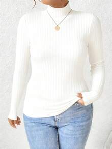 EMERY ROSE 2 pièces/Set T-shirts à manches longues col roulé côtelés décontractés, coupe slim grande taille, ensemble 2 pièces automne/hiver pour femmes. Hauts moulants, hauts à col roulé côtelés, ensembles deux pièces pour femmes, hauts à manches longues pour femmes